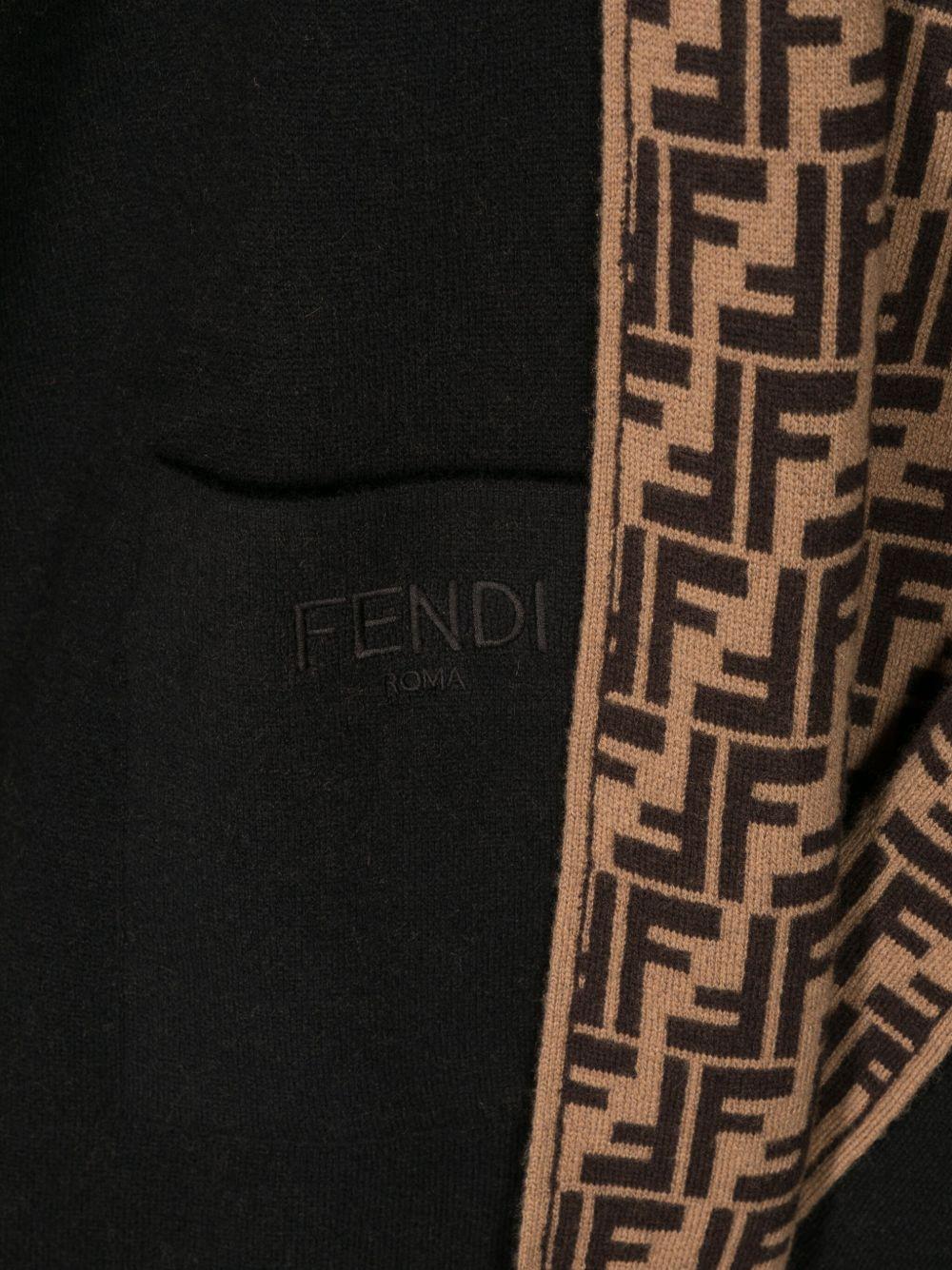 Mantella reversibile nera e marrone con logo a intarsio FF Fendi