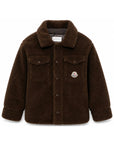 Camicia teddy marrone con patch logo Moncler