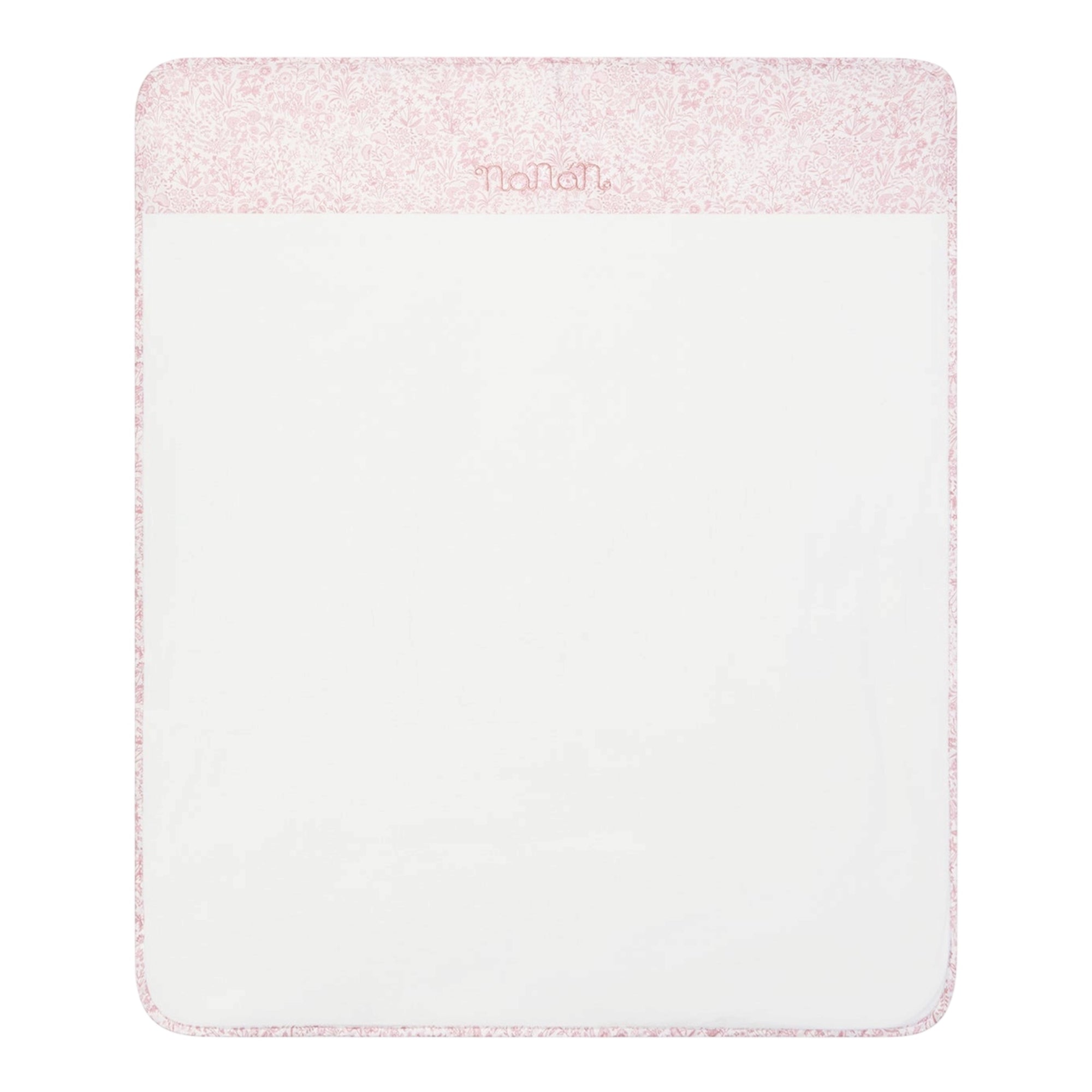 Coperta bianca in tessuto Liberty colore rosa