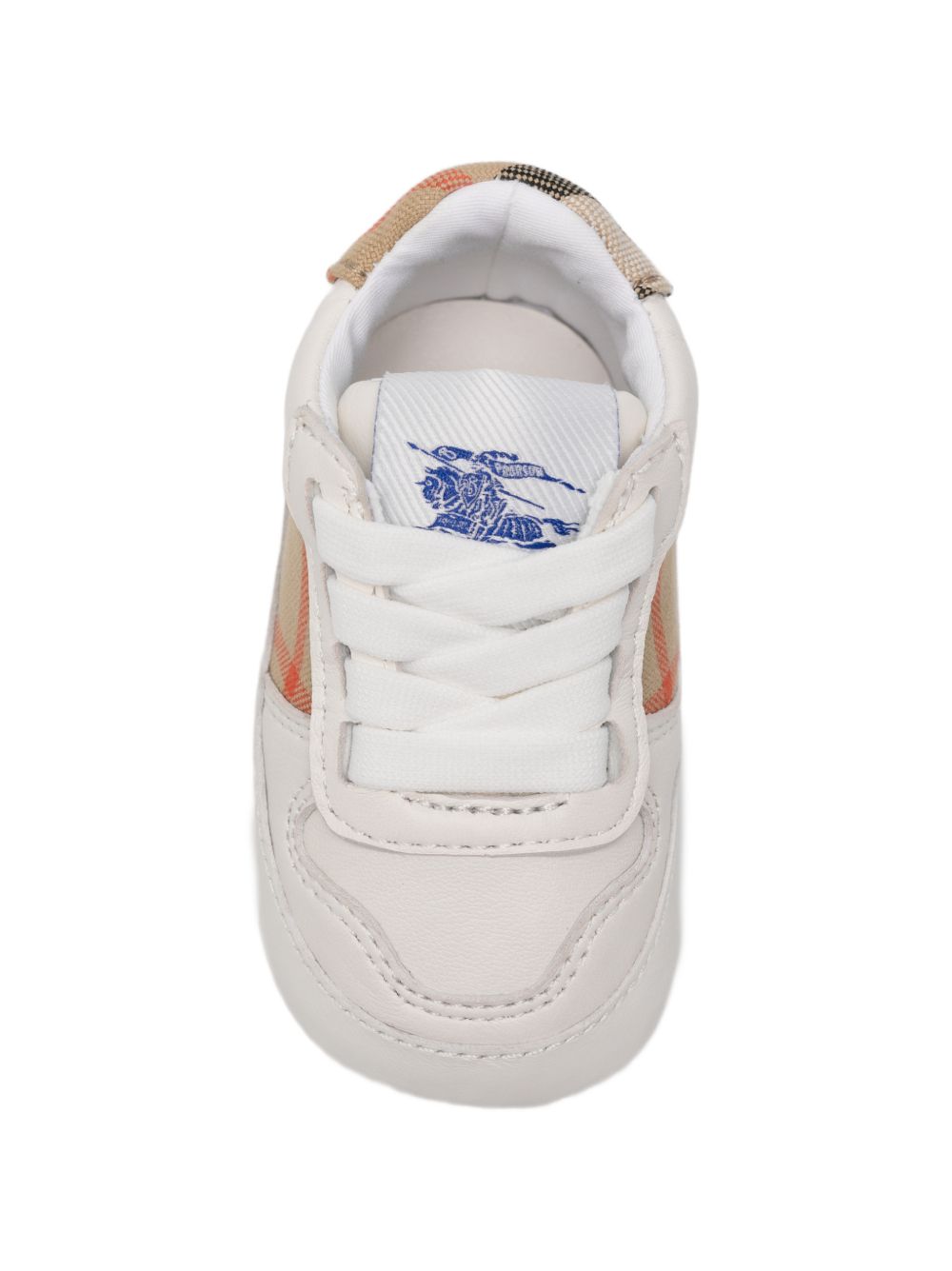 Scarpa culla bianca con dettagli check Burberry