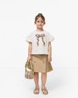 T-shirt bianco con dettaglio fiocco check Burberry