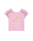 T-shirt lilla con dettagli perline cuciti Billieblush