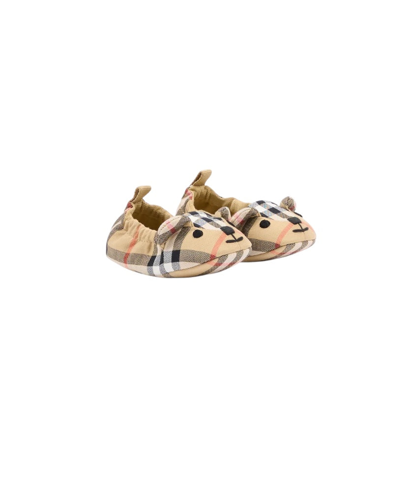Scarpa culla beige con fantasia check Burberry