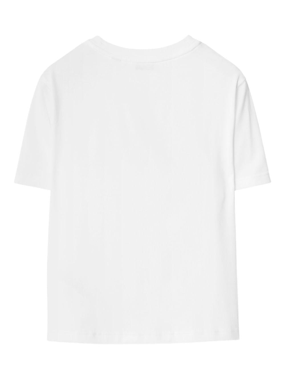 T-shirt bianca con patch logo Burberry frontale