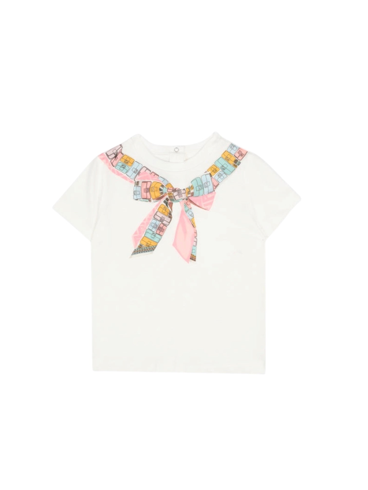 T-shirt bianca con stampa fiocco Fendi