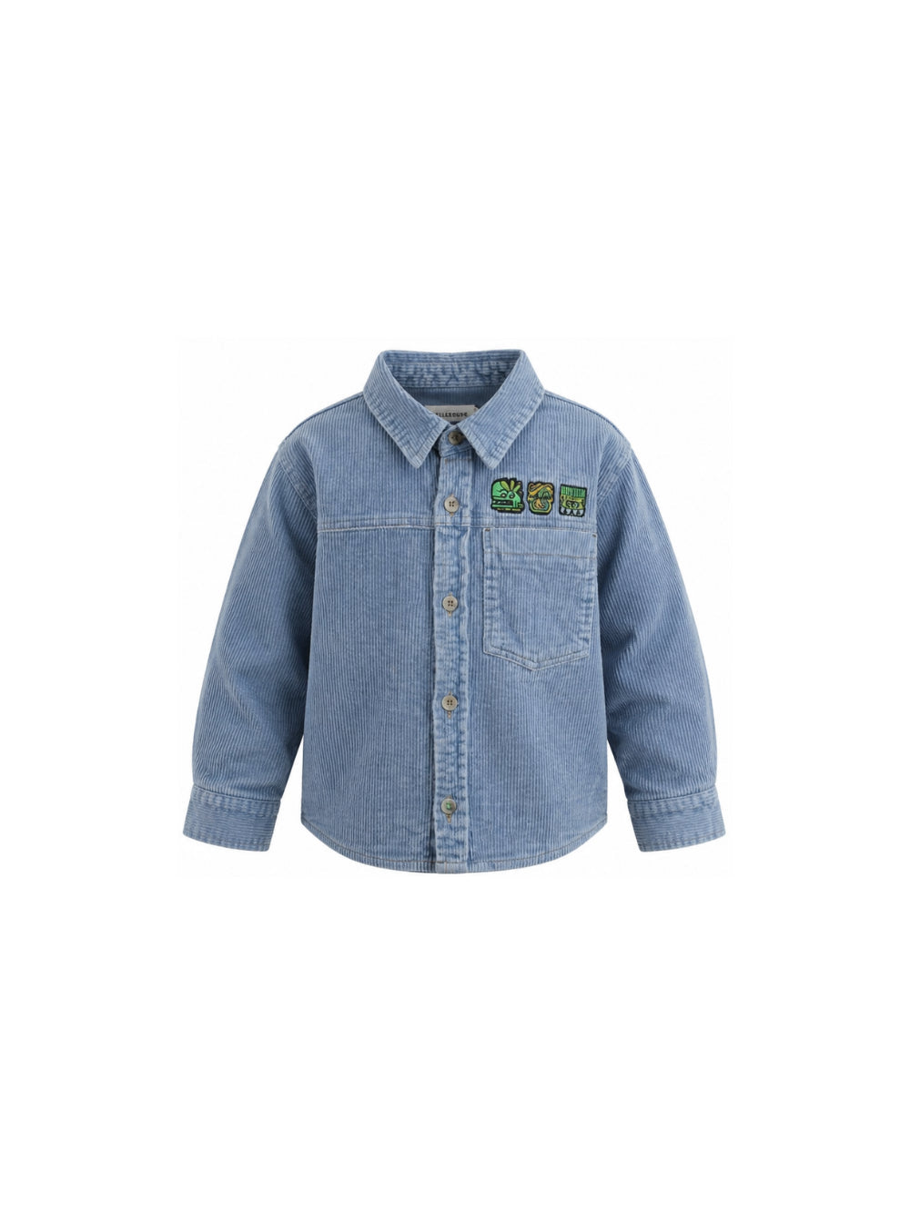Camicia a costine in velluto azzurro con dettagli cuciti Billieblush
