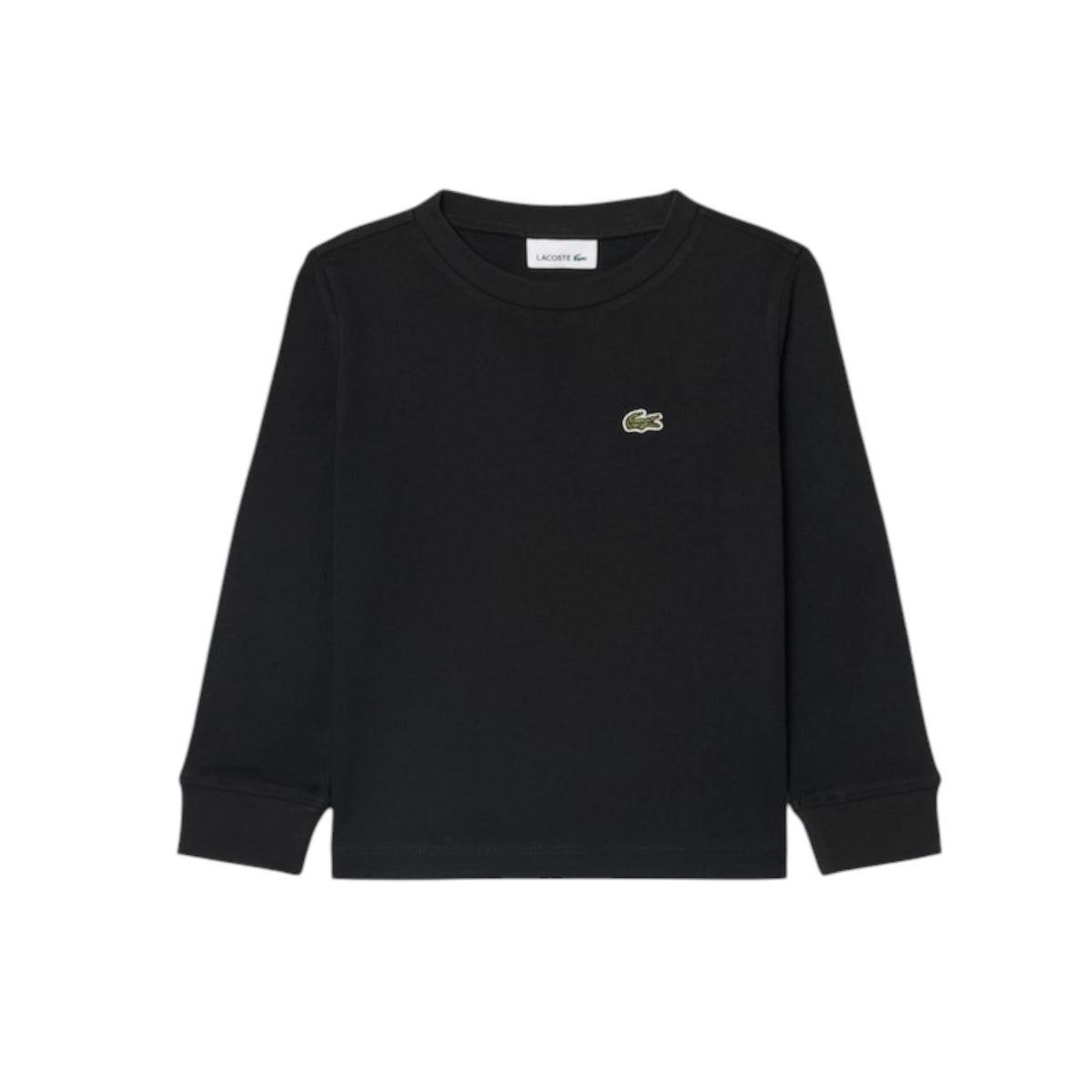 T-shirt manica lunga nera con patch logo Lacoste