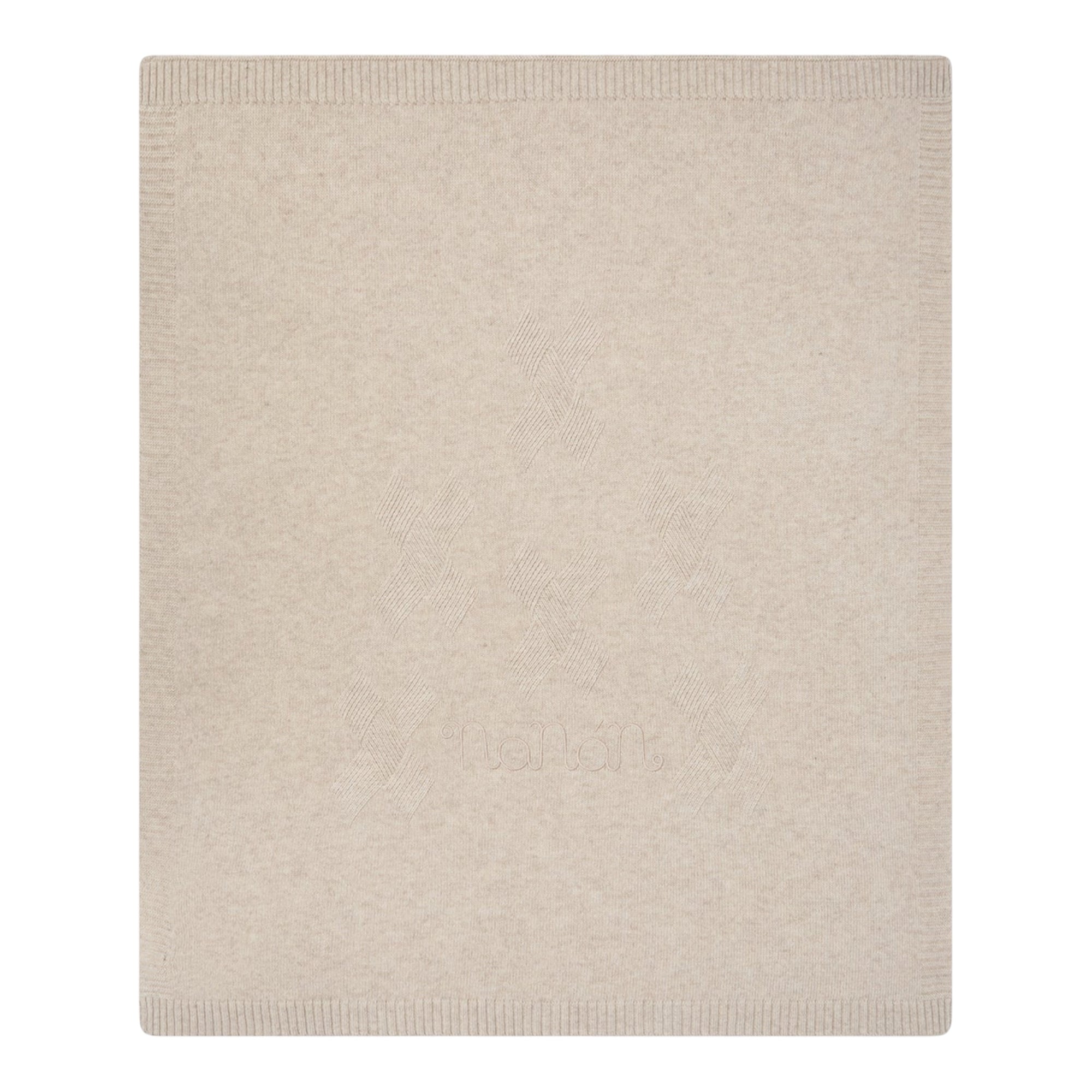 Coperta beige in filo misto cashmere con ricamo Nanan