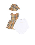 Completo beige con abito check Burberry