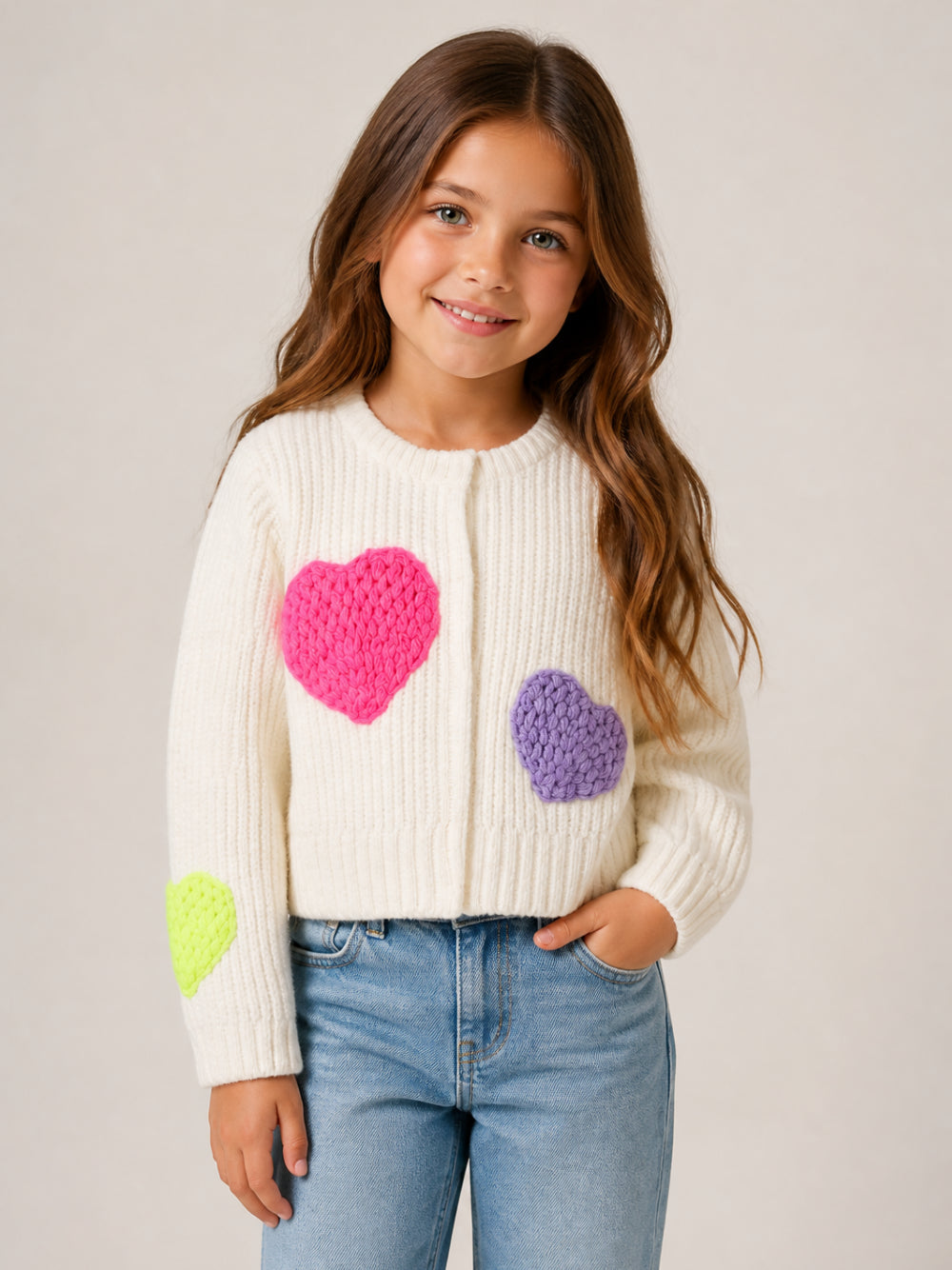 Cardigan bianco con dettagli cuori Billiebllush