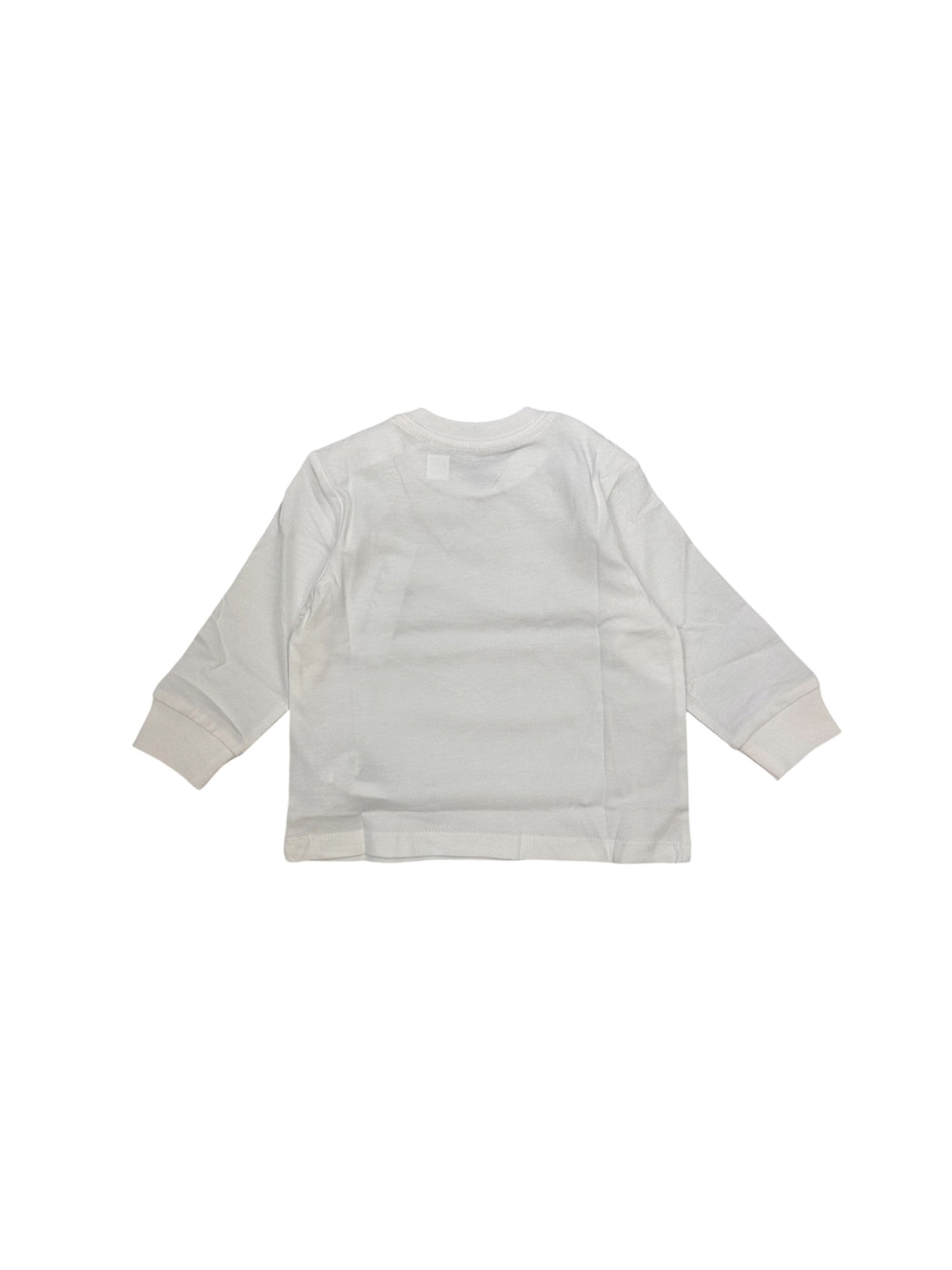 T-shirt bianca manica lunga baby con logo Ralph Lauren cucito blu