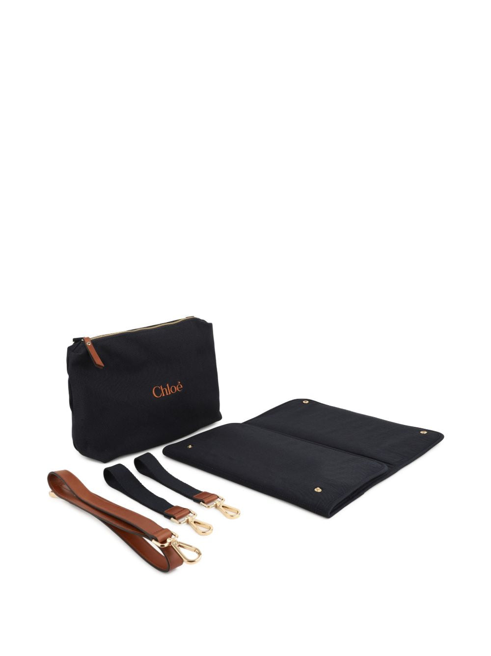 Borsa mamma blu con fasciatoio e dettagli logo Chloé