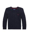 Maglione blu con logo Ralph Lauren cucito frontale