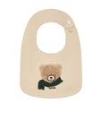 Bavaglino beige con patch e logo Nanan cucito frontale