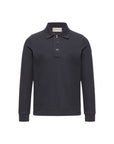 Polo blu con patch logo Moncler sulla manica