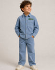 Camicia a costine in velluto azzurro con dettagli cuciti Billieblush