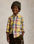 Camicia in flanella multicolore con dettaglio logo Ralph Lauren