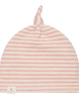 Cappello a righe rosa con nodino e dettaglio logo Nanan