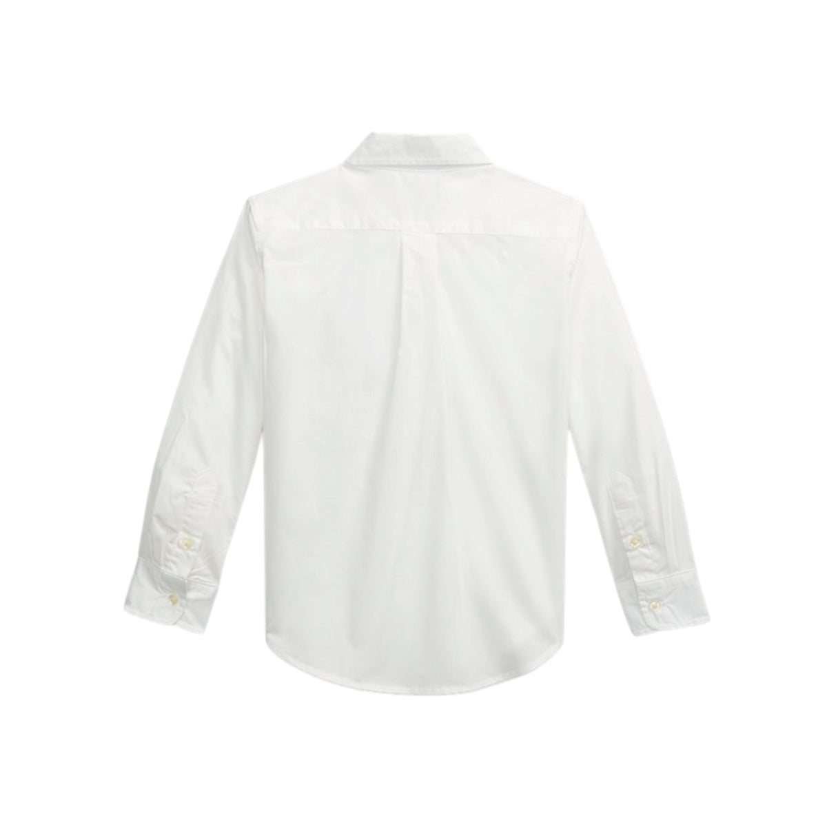 Camicia in cotone bianca con logo cucito Ralph Lauren cucito a contrasto blu