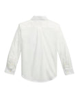 Camicia in cotone bianca con logo cucito Ralph Lauren cucito a contrasto blu