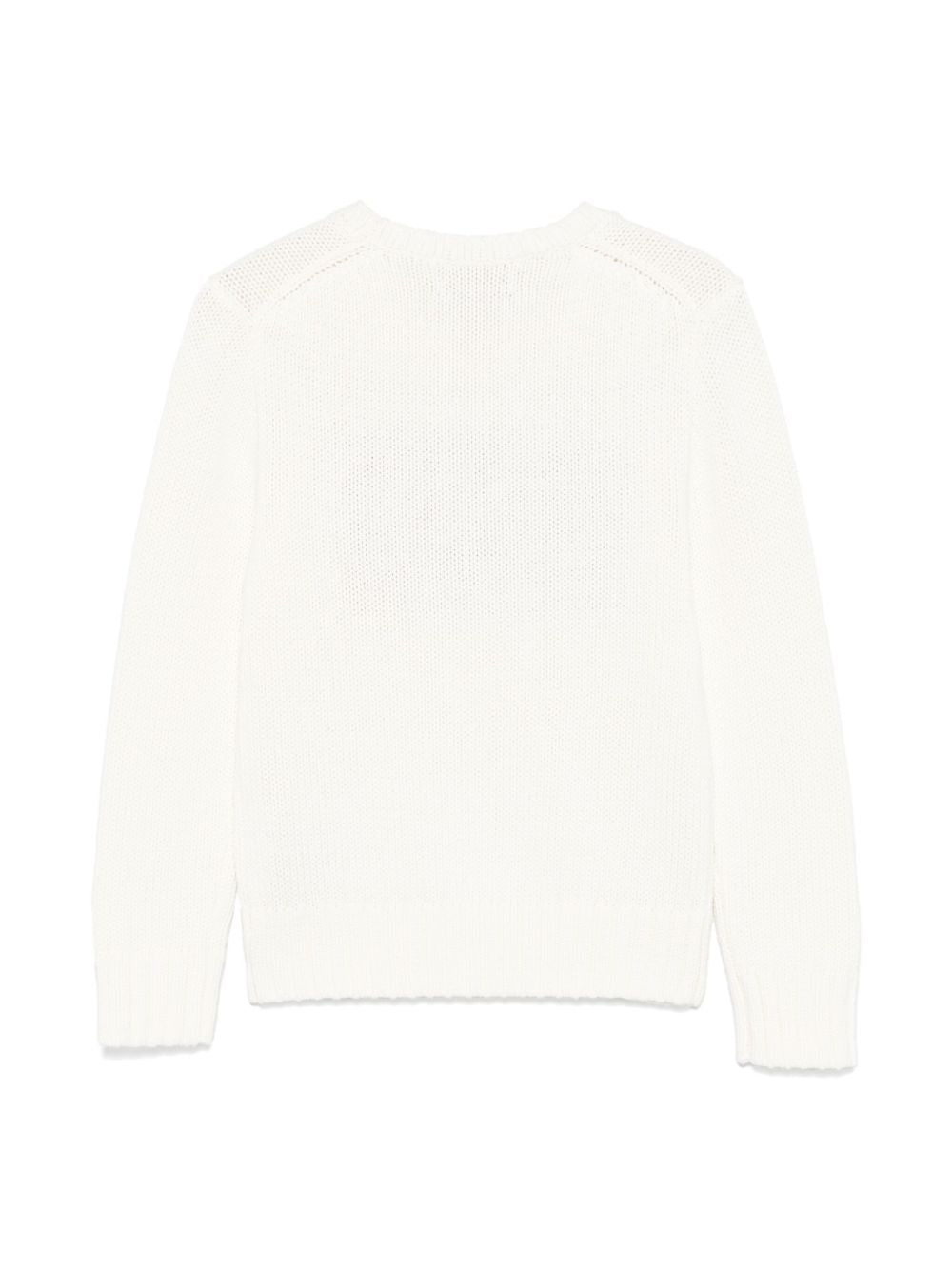Maglione bianco con logo Ralph Lauren e bandiera americana frontale