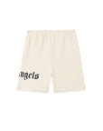 Bermuda panna con stampa logo Palm Angels laterale