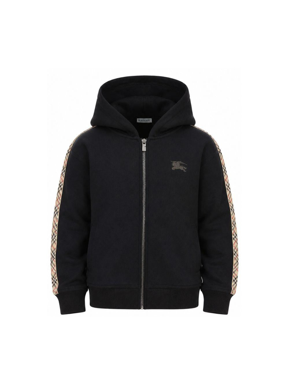Felpa nera con dettaglio check Burberry