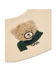 Bavaglino beige con patch e logo Nanan cucito frontale