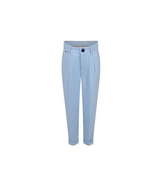 Pantalone azzurro con dettagli logo Boss