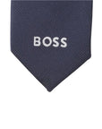 Cravatta blu con dettaglio logo Boss