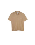 Polo beige in filo con logo cucito Boss