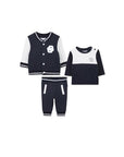 Completo felpa e pantalone blu con stampa logo Boss