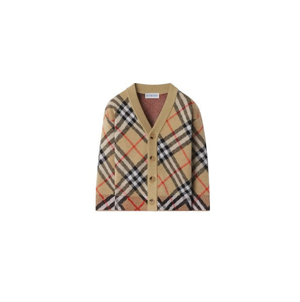 Cardigan biege e fantasia check Burberry
