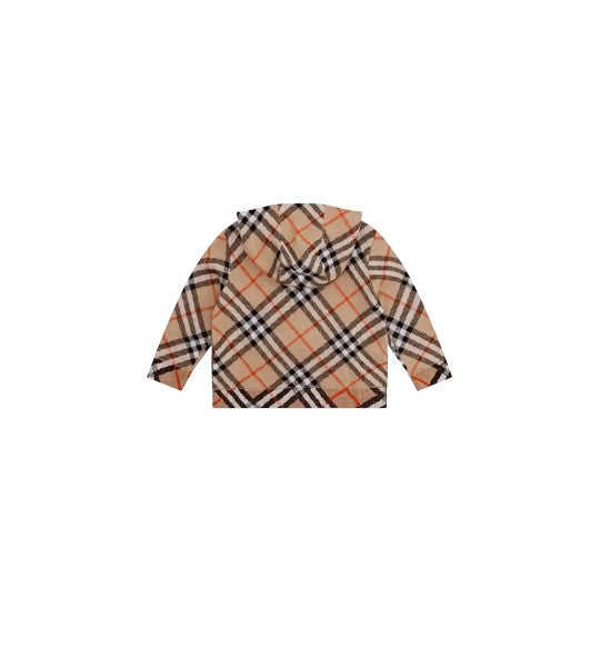 Cardigan con zip beige con logo check Burberry