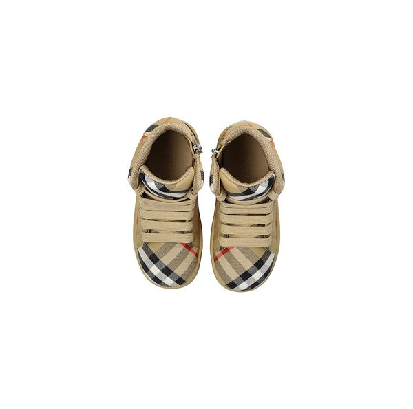 Scarpe collo alto beige con stampa logo Burberry