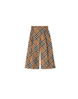 Pantalone palazzo beige con stampa check Burberry
