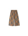 Pantalone palazzo beige con stampa check Burberry