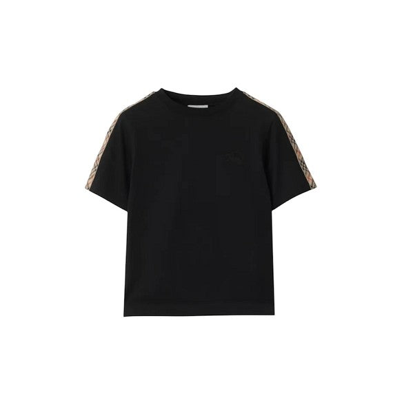 T-shirt nera con dettagli check Burberry