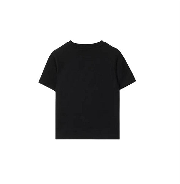 T-shirt nera con dettagli check Burberry