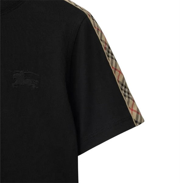 T-shirt nera con dettagli check Burberry