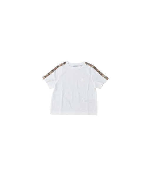 T-shirt bianca con dettagli check Burberry
