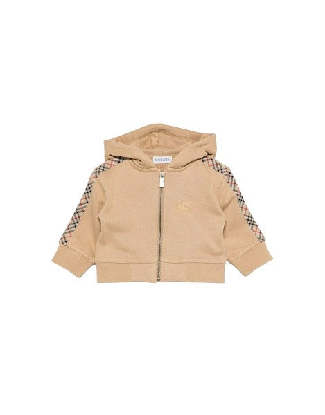 Felpa beige con dettaglio check Burberry