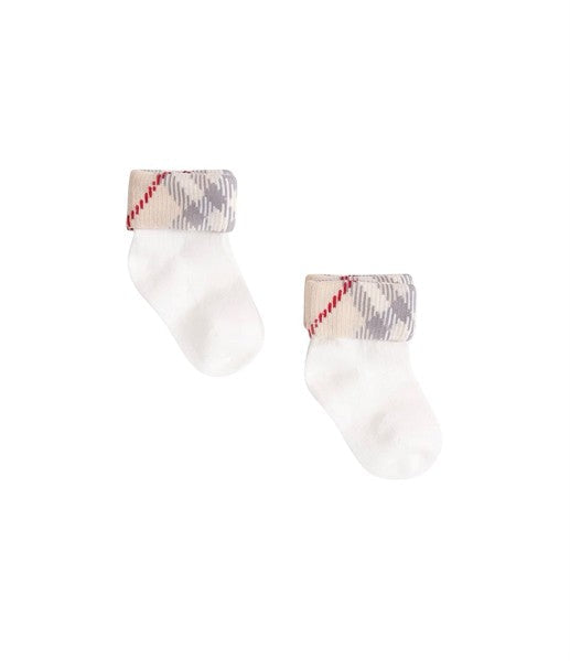 Set di calzini panna con dettaglio check Burberry