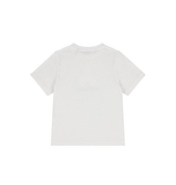 T-shirt bianca con stampa orso e logo Burberry