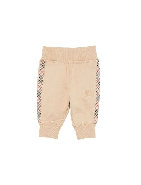 Pantalone beige con dettagli check Burberry