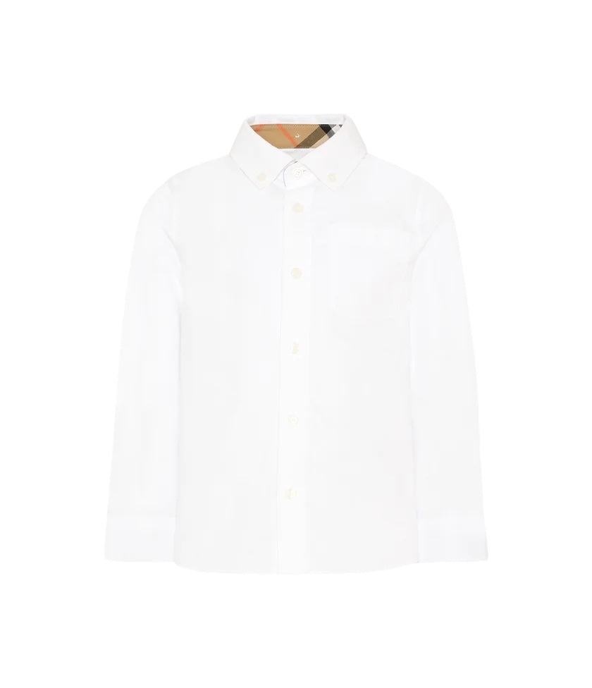 Camicia bianca con dettagli check Burberry