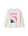 T-shirt panna con stampa pinguino e dettagli logo Billieblush