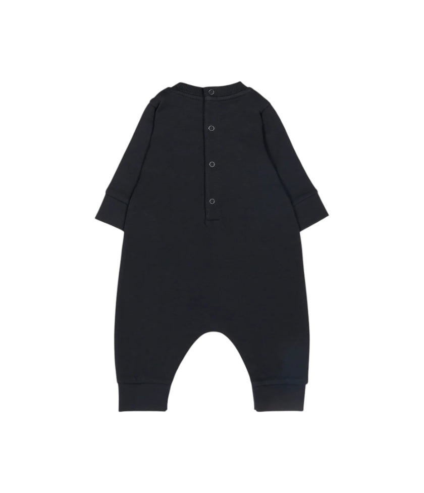 Tutina blu navy con stampa logo classico Moncler