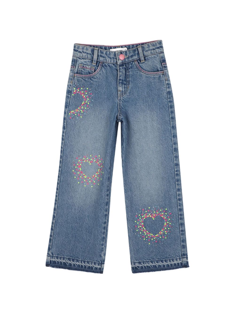 Jeans blu con borchie applicate a forma di cuore Billieblush