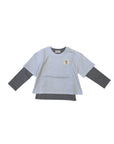 T-shirt a maniche lunghe azzurra e grigia con dettagli logo Moncler